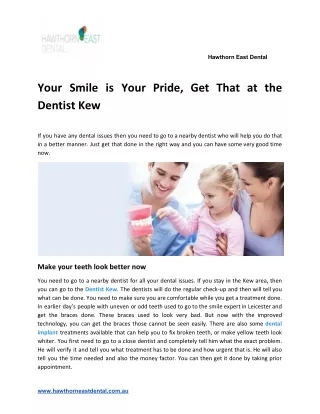 Your Smile is Your Pride, Get That at the Dentist Kew