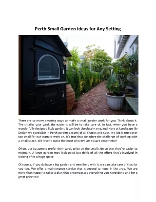 Perth Small Garden Ideas for Any Setting