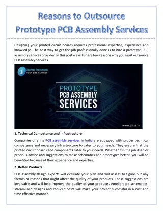 Reasons to Outsource Prototype PCB Assembly Services
