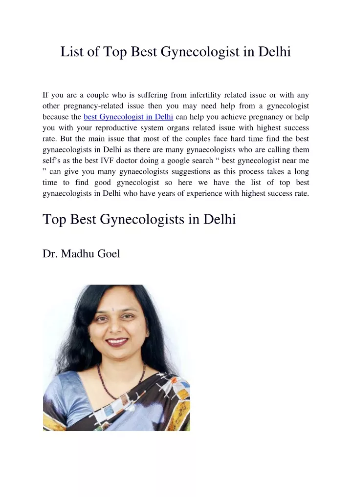 list of top best gynecologist in delhi