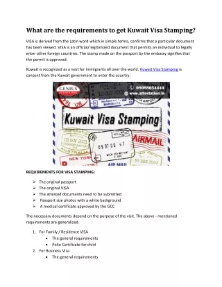 What are the requirements to get Kuwait Visa Stamping?