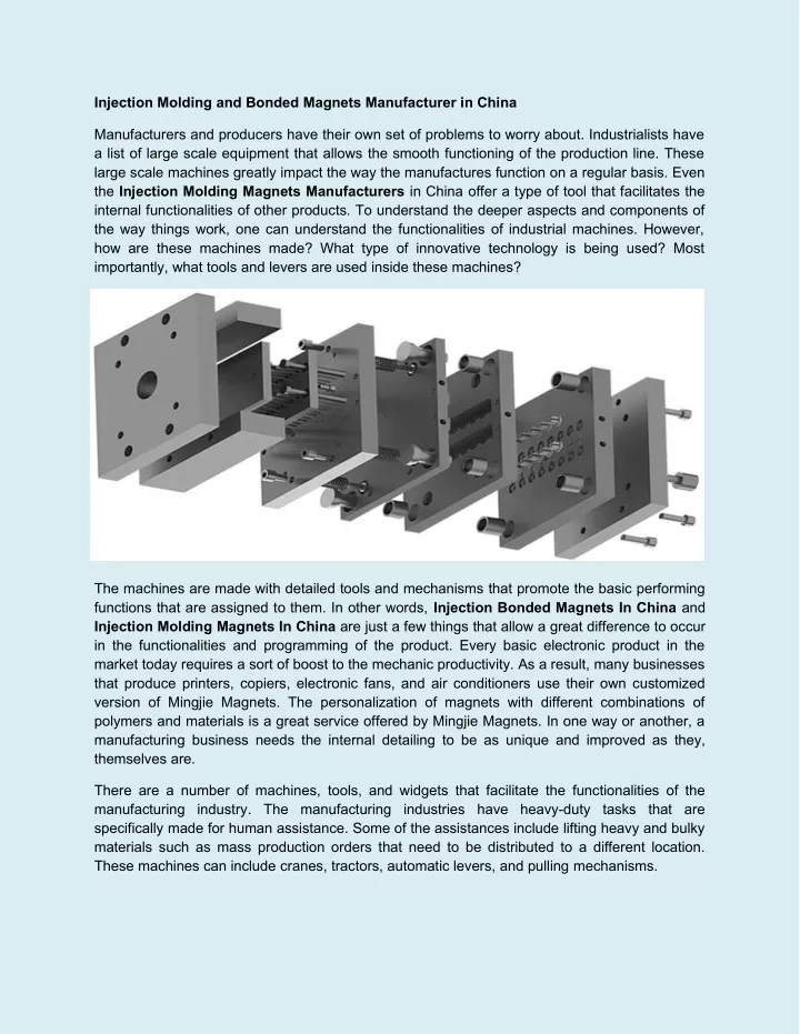 injection molding and bonded magnets manufacturer