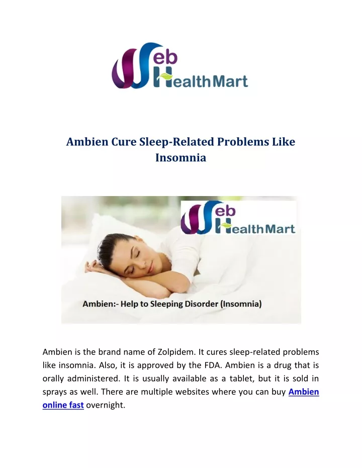 ambien cure sleep related problems like insomnia