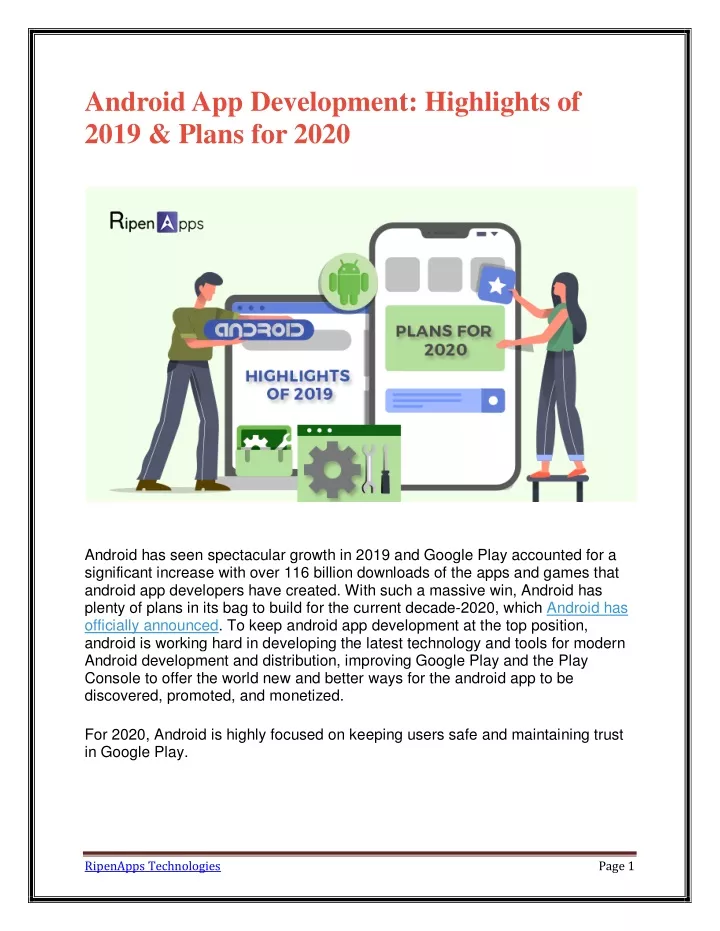 android app development highlights of 2019 plans