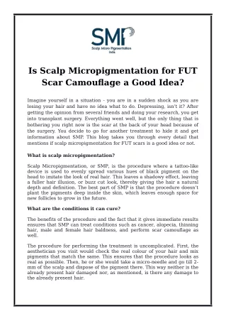 Is Scalp Micropigmentation for FUT Scar Camouflage a Good Idea?