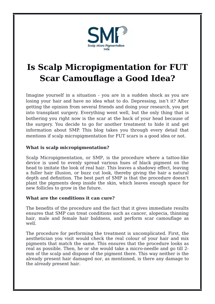 is scalp micropigmentation for fut scar