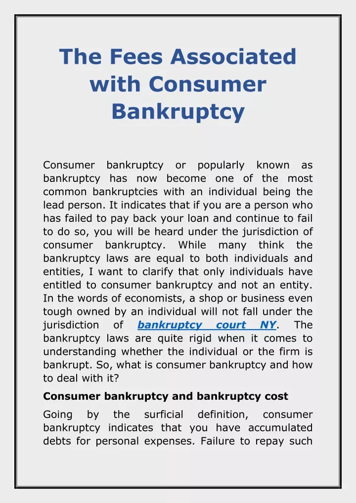 the fees associated with consumer bankruptcy