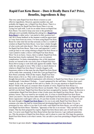 Rapid Fast Keto Boost :Protect the liver and kidney function