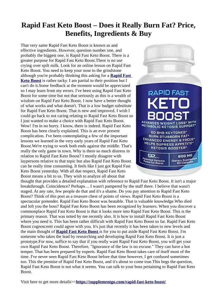 rapid fast keto boost does it really burn