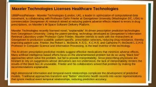 Maxeler Technologies Licenses Healthcare Technologies
