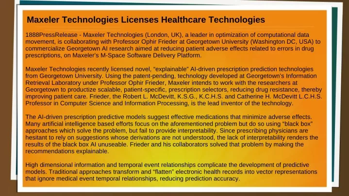 maxeler technologies licenses healthcare