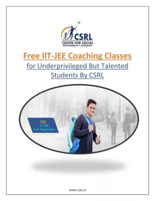 Free IIT-JEE Coaching Classes for Underprivileged but Talented Students by CSRL