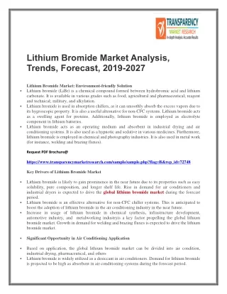Lithium Bromide Market Analysis, Trends, Forecast, 2019-2027
