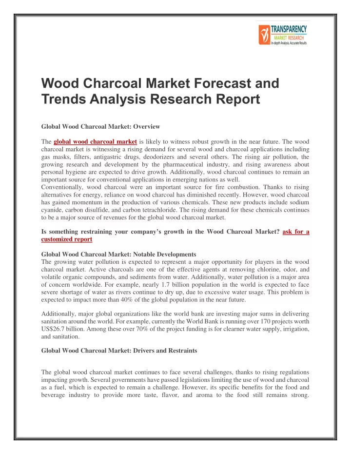 wood charcoal market forecast and trends analysis