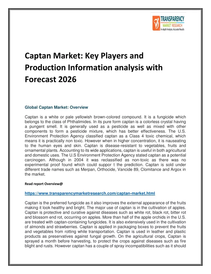 captan market key players and production