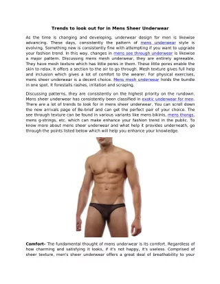 Trends to look out for in Mens Sheer Underwear