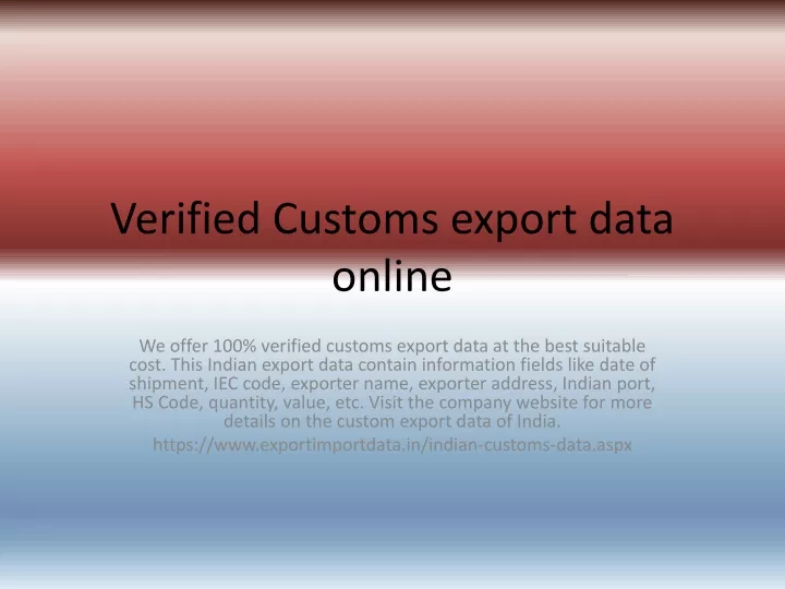 verified customs export data online