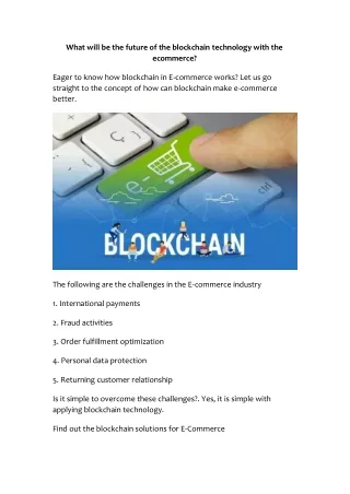 How Blockchain Can Make E-Commerce Better?