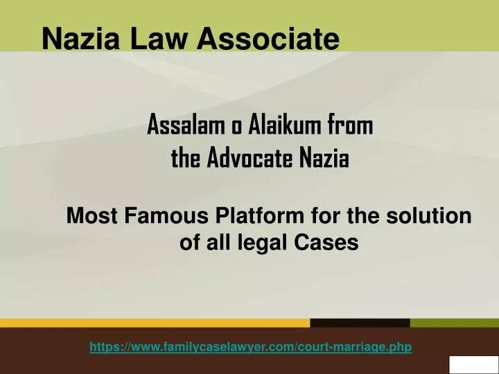 assalam o alaikum from the advocate nazia