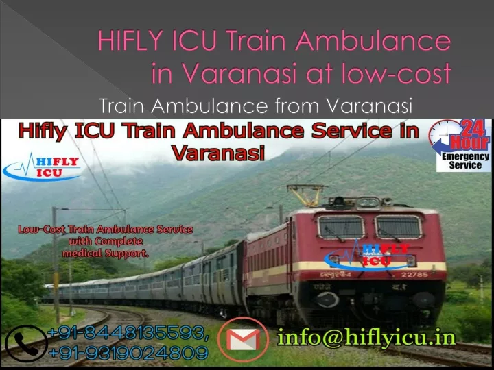 hifly icu train ambulance in varanasi at low cost