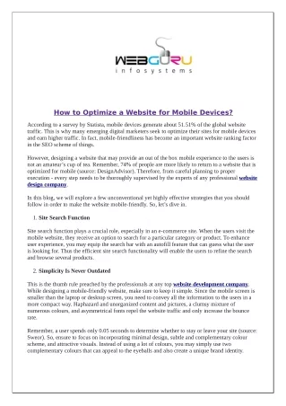 How to Optimize a Website for Mobile Devices?