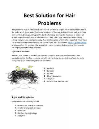 Best Solution for All Hair Problems