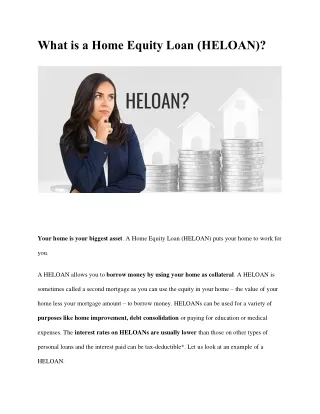 What is a Home Equity Loan (HELOAN)?