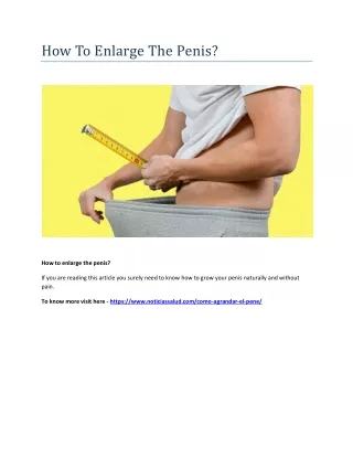 how to enlarge the penis