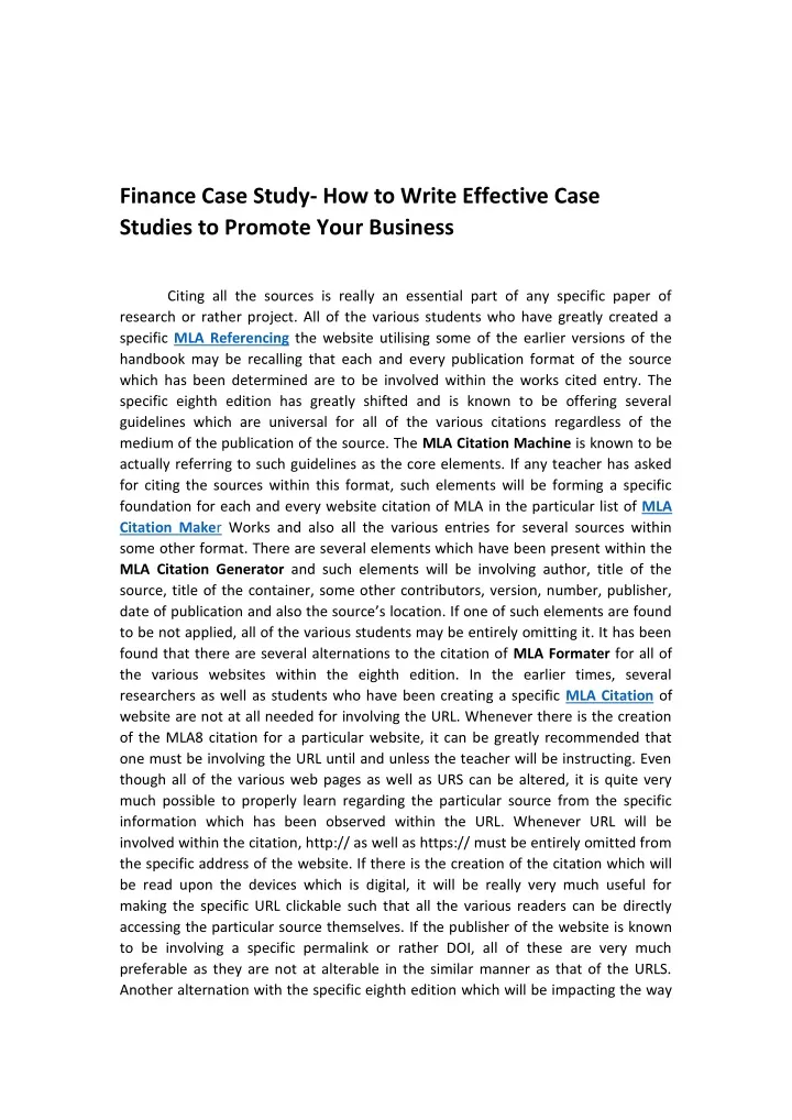 finance case study how to write effective case