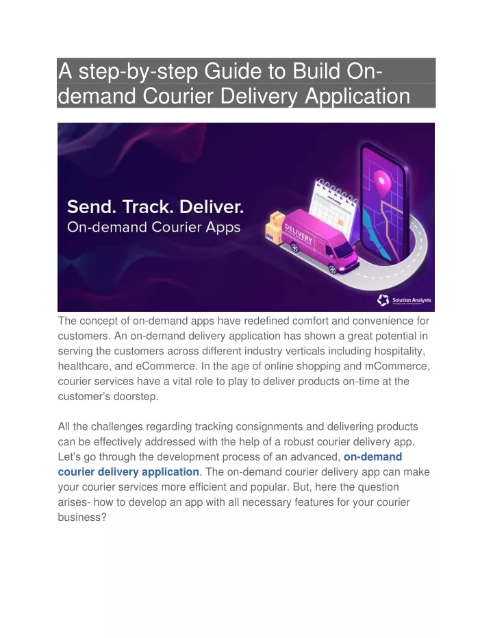 a step by step guide to build on demand courier