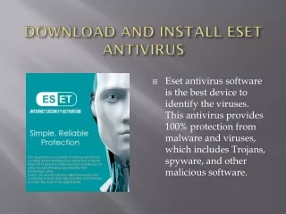 Eset.com/activate |DOWNLOAD AND INSTALL ESET ANTIVIRUS