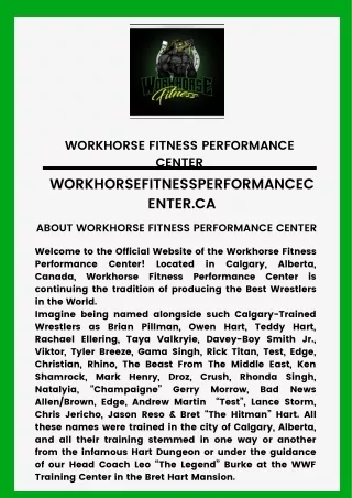 WORKHORSE FITNESS PERFORMANCE CENTER