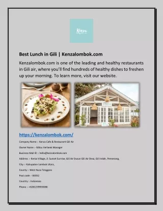 Best Lunch in Gili | Kenzalombok.com