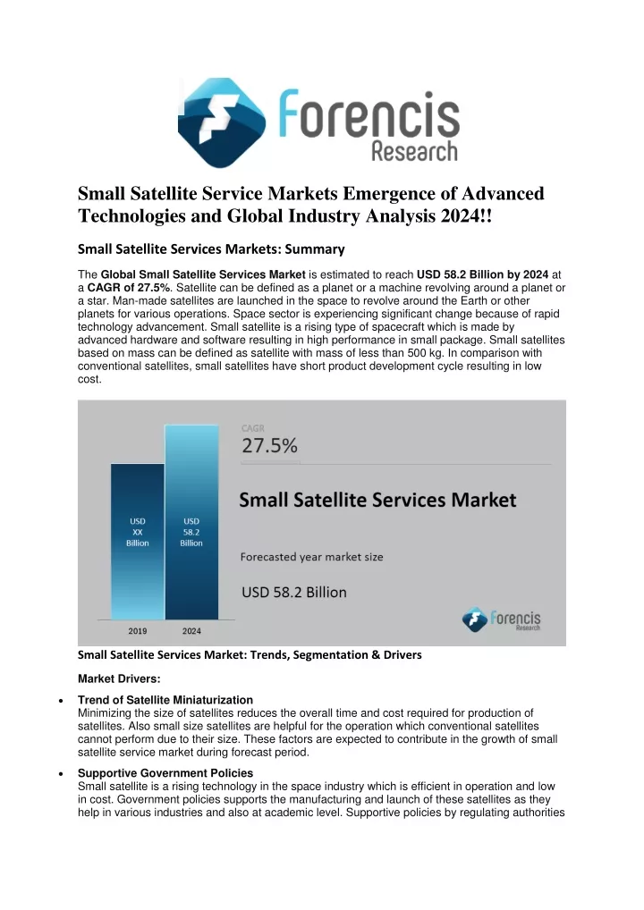 small satellite service markets emergence