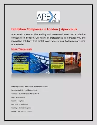 Exhibition Companies in London | Apex.co.uk