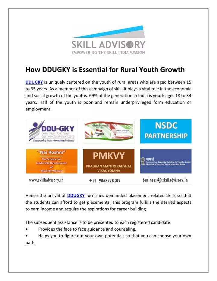 how ddugky is essential for rural youth growth