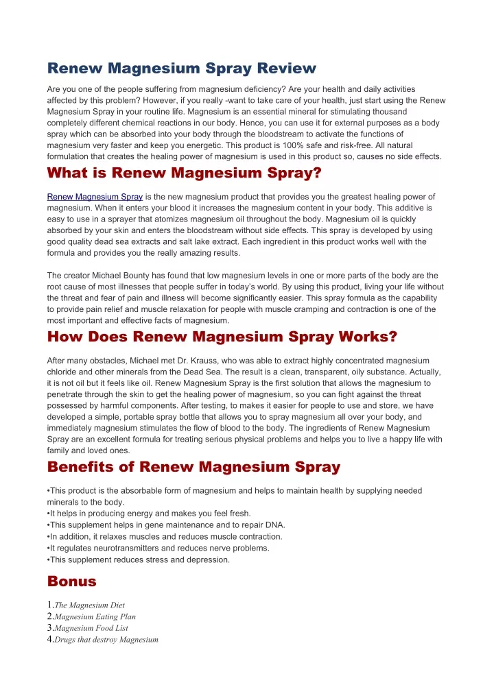 renew magnesium spray review