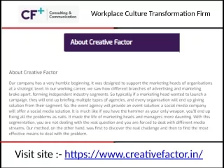Workplace Culture Transformation Firm