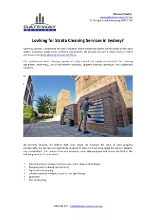 Looking for Strata Cleaning Services in Sydney?