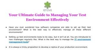 Your Ultimate Guide to Managing Your Test Environment Effectively
