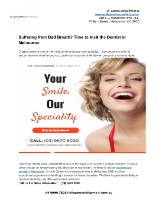 Keep Your Oral Health in Good Shape - Visit Dentists in Melbourne