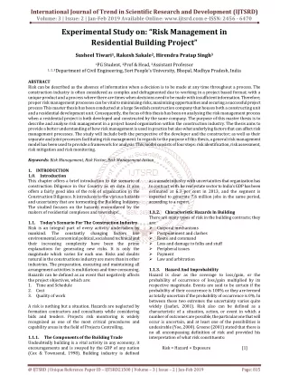 Experimental Study on "Risk Management in Residential Building Project"