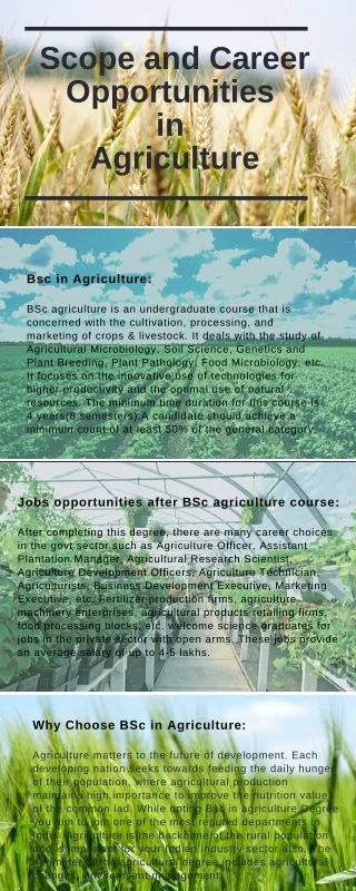 Scope and Career Oopportunities in Agriculture