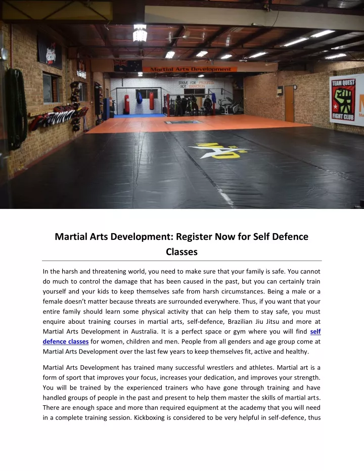 martial arts development register now for self