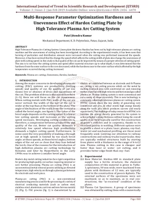 Multi Response Parameter Optimization Hardness and Unevenness Effect of Hardox Cutting Plate by High Tolerance Plasma Ar