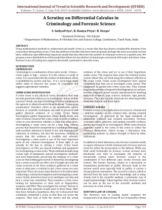 A Scrutiny on Differential Calculus in Criminology and Forensic Science