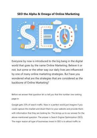 SEO the Alpha & Omega of Online Marketing