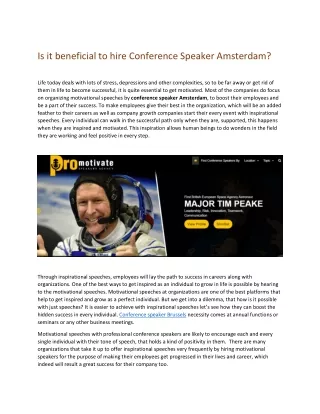 Is it beneficial to hire Conference Speaker Amsterdam?