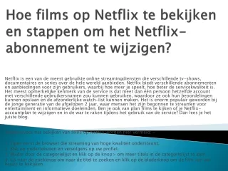 hoe films op netflix te bekijken en stappen om het netflix abonnement te wijzigen