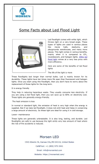 Some Facts about Led Flood Light